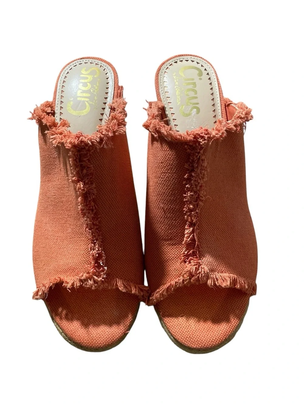Circus by Sam Edelman Orange Frayed Canvas Wedge Sandals